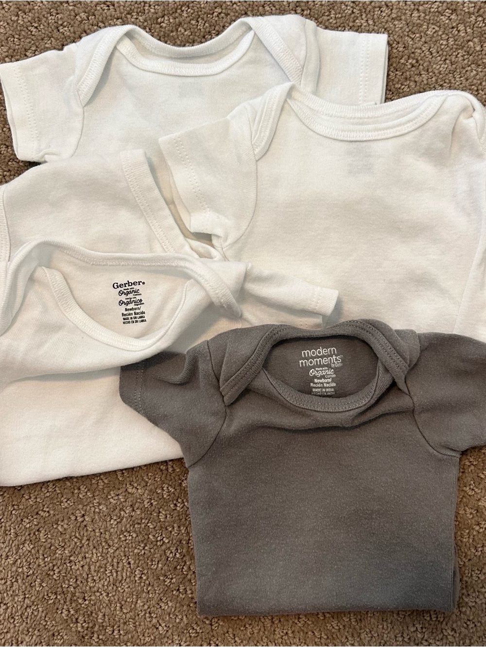 Gerber White and Gray Organic Baby One-Piece Set